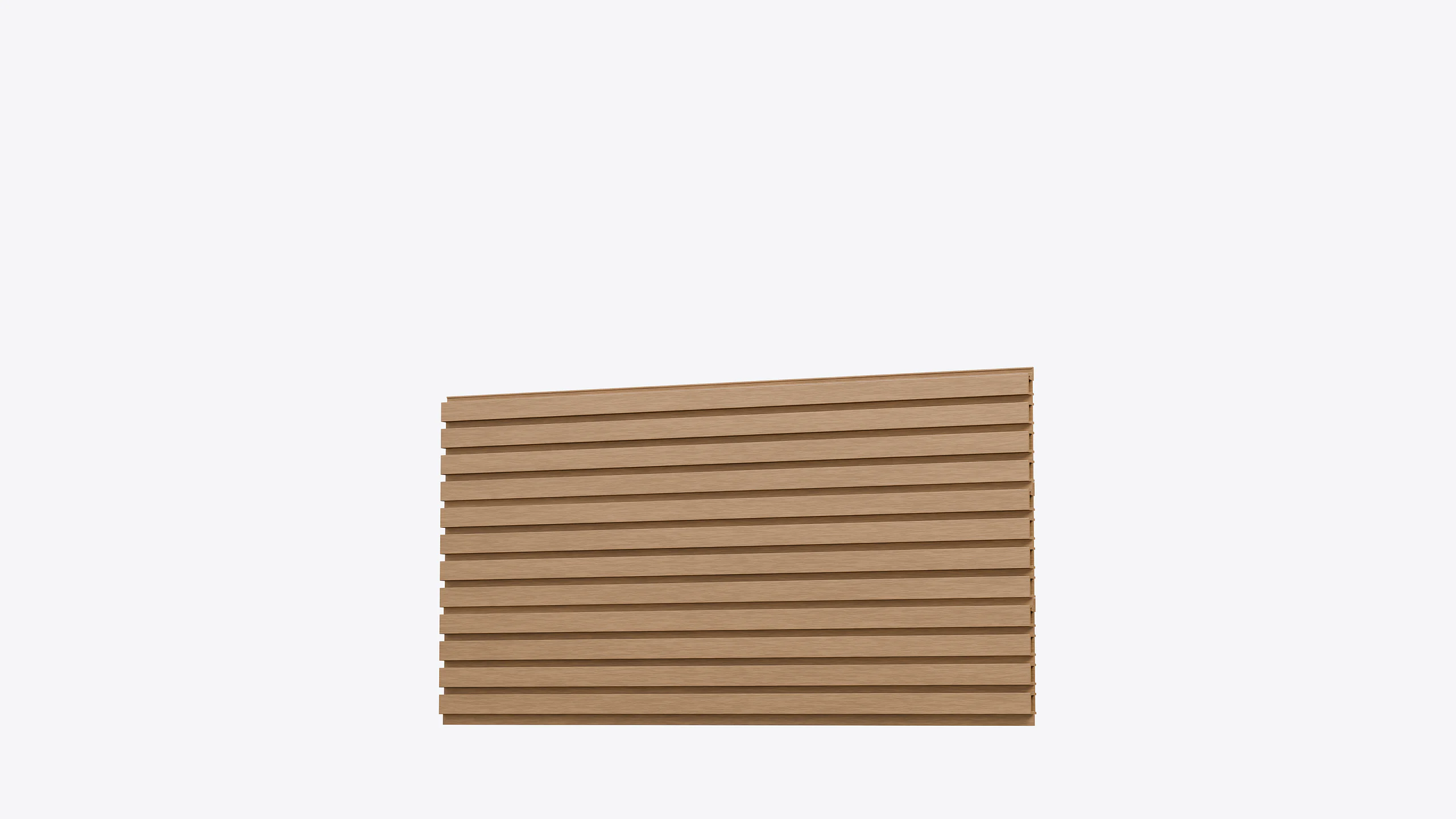 Three fluted cladding boards on battens, turning to show their cut ends