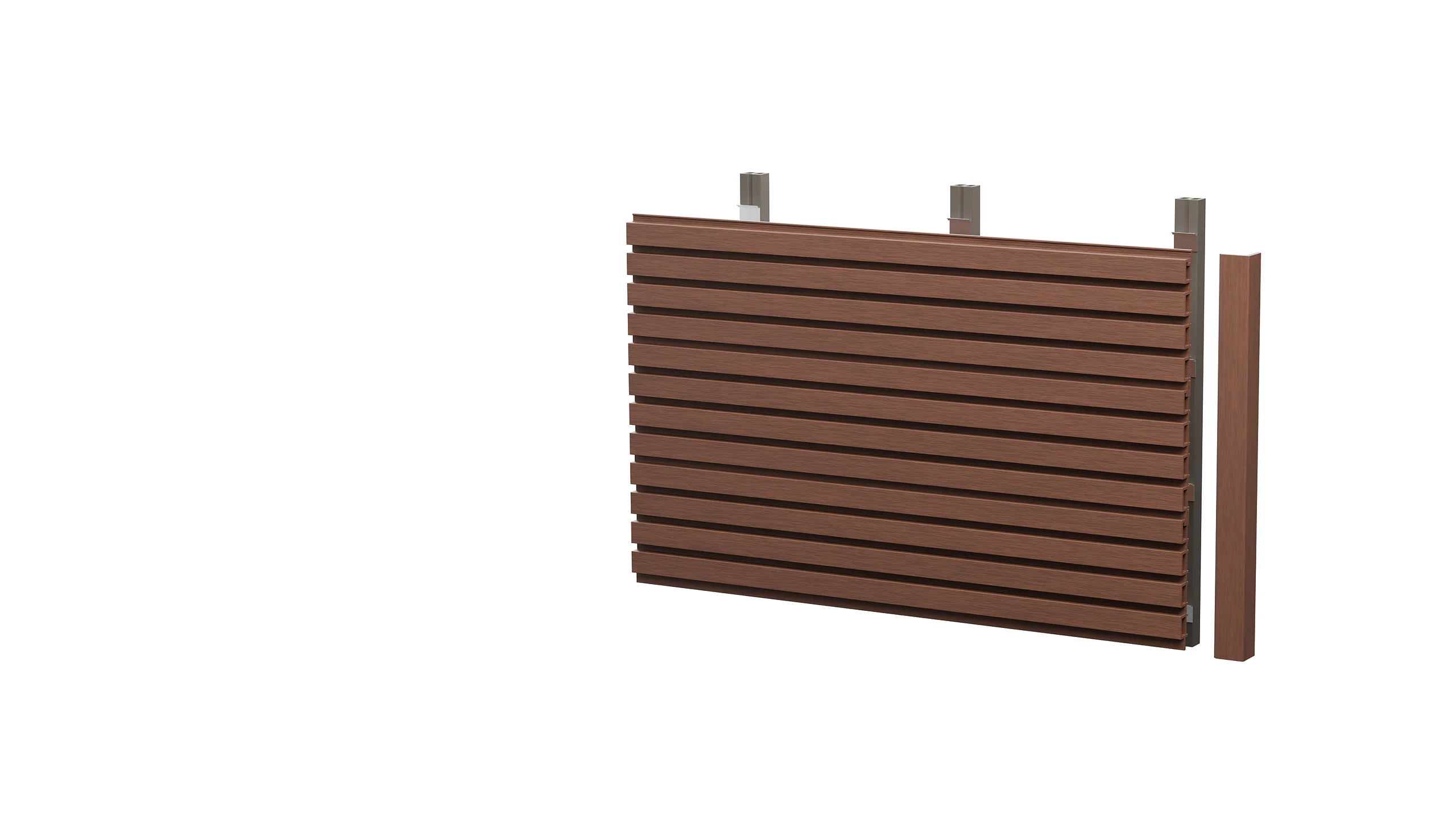 Three fluted cladding boards and an L-trim moving onto hidden clips on battens, then a front view of the finished wall