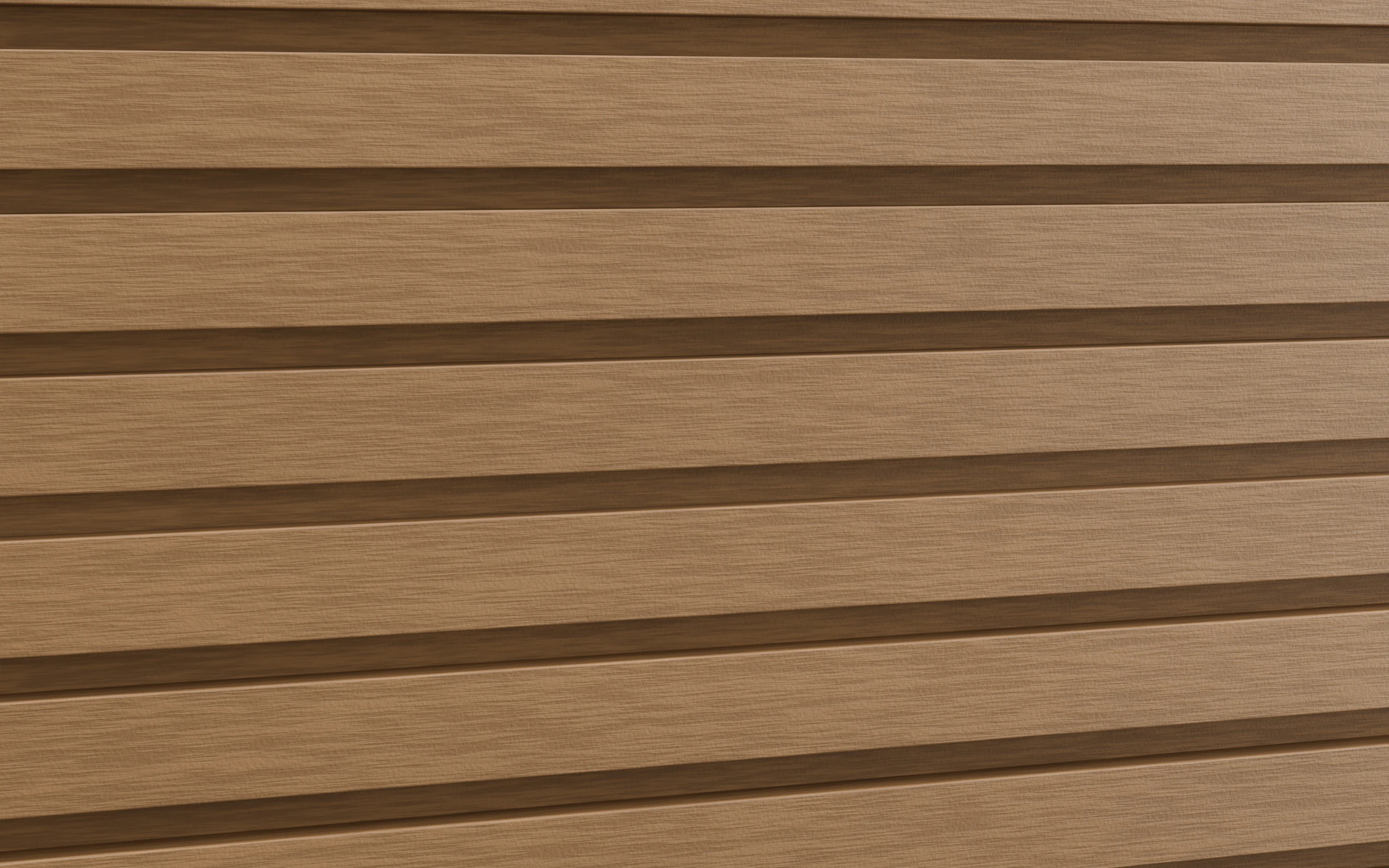Close-up of fluted composite cladding with light raking across the ribs